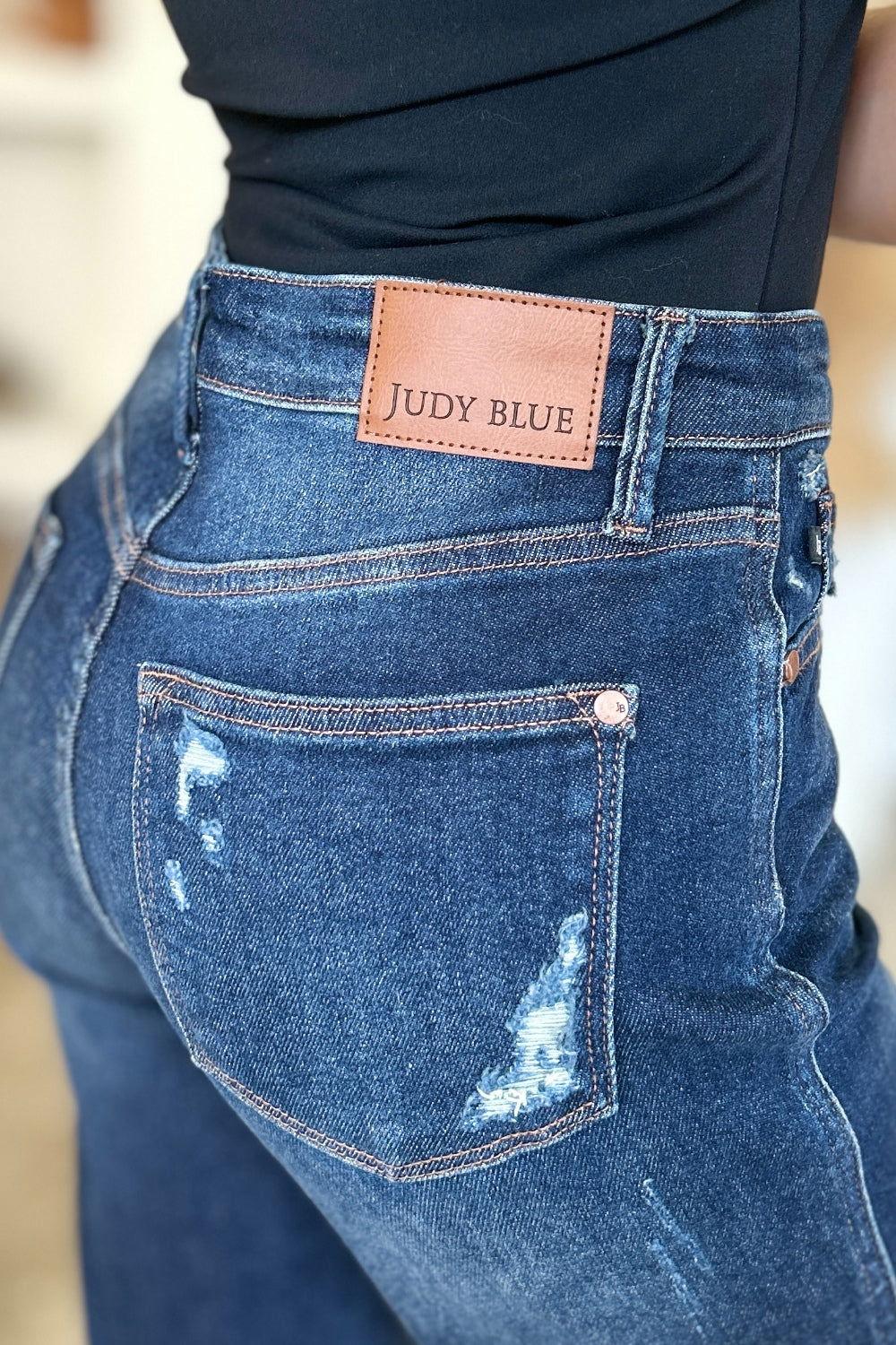 Judy Blue Full Size High Waist Rigid Magic Heavy Destroy Straight Jeans - Clothes For Her Online Store