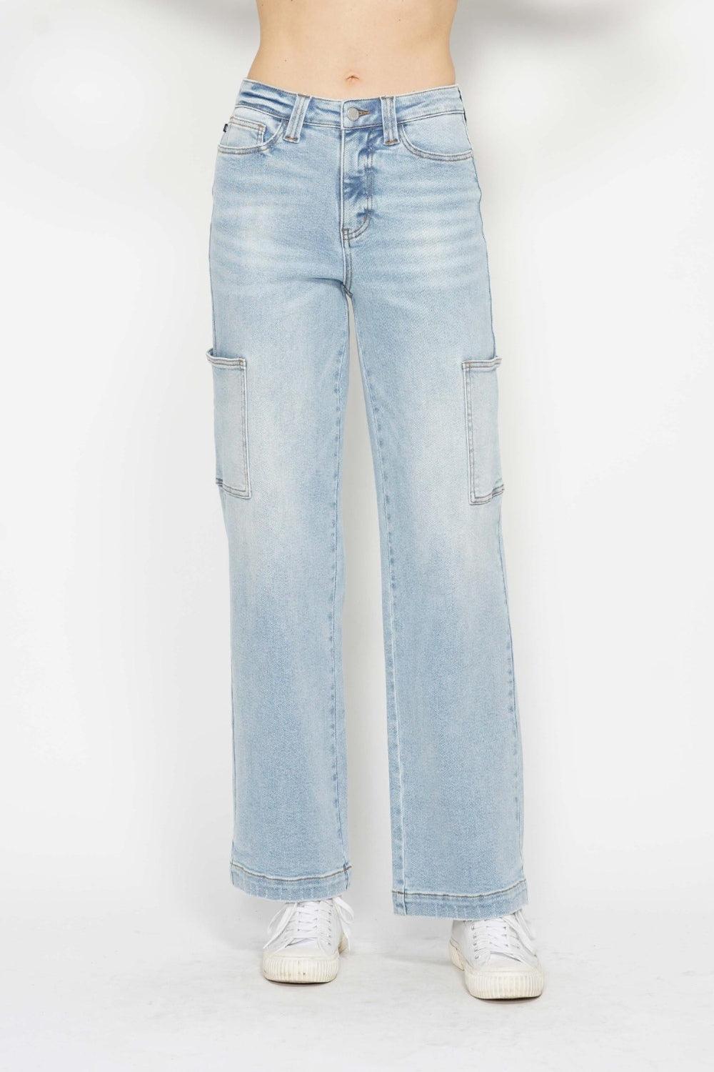 Judy Blue Full Size High Waist Straight Cargo Jeans - Clothes For Her Online Store