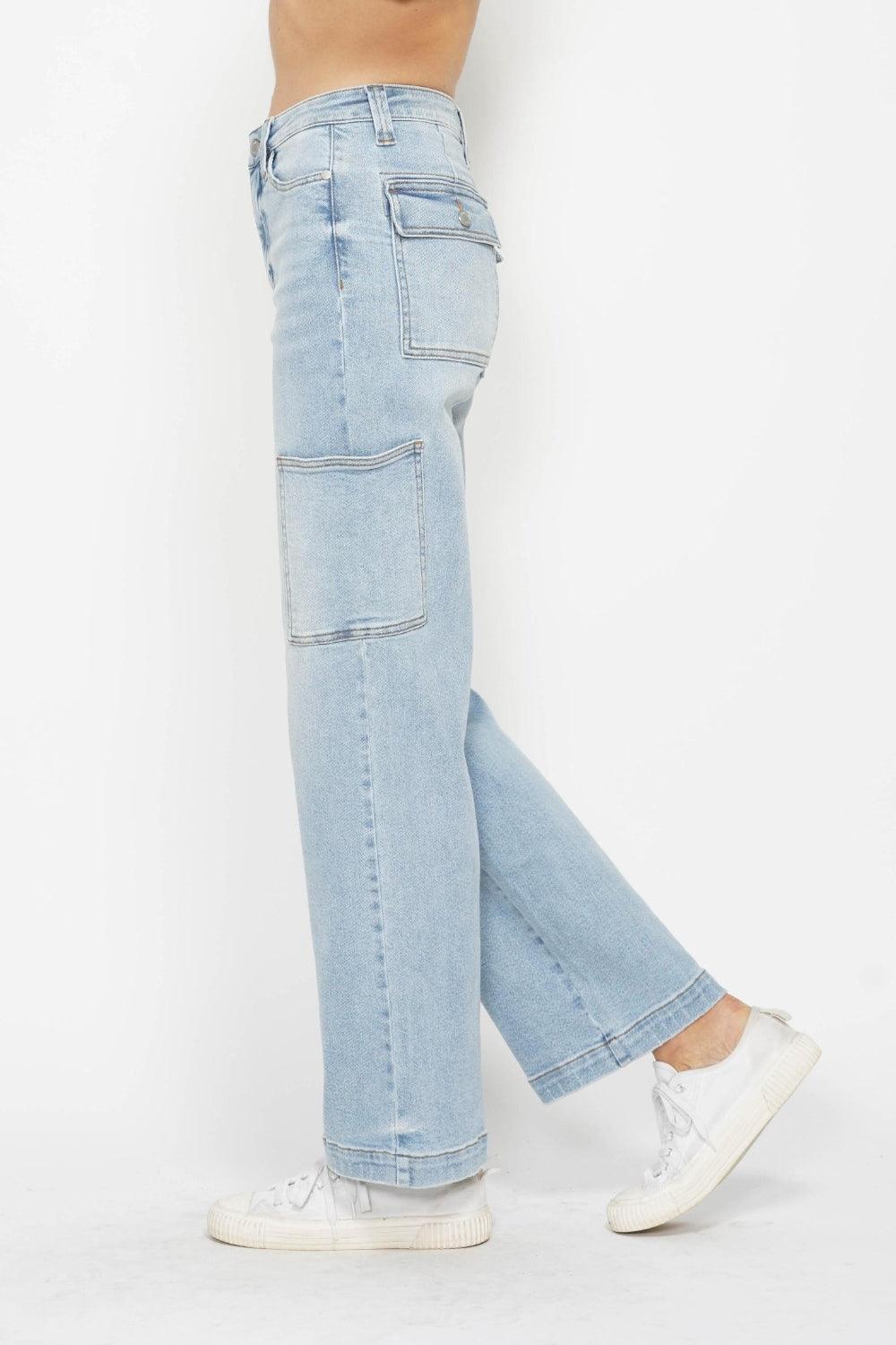 Judy Blue Full Size High Waist Straight Cargo Jeans - Clothes For Her Online Store