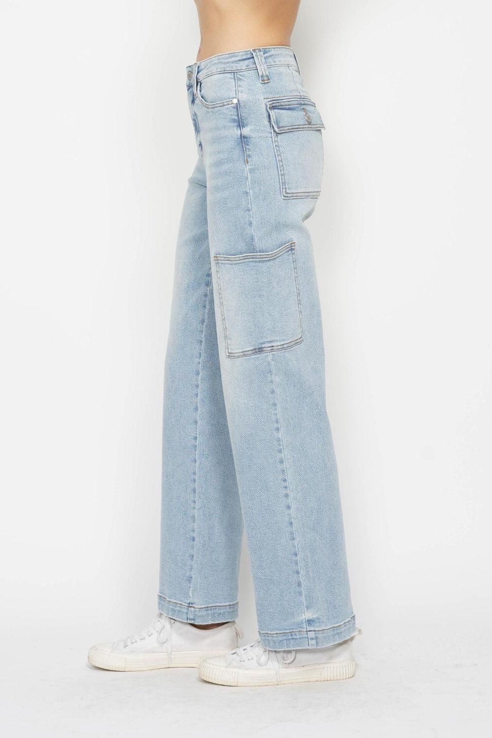 Judy Blue Full Size High Waist Straight Cargo Jeans - Clothes For Her Online Store