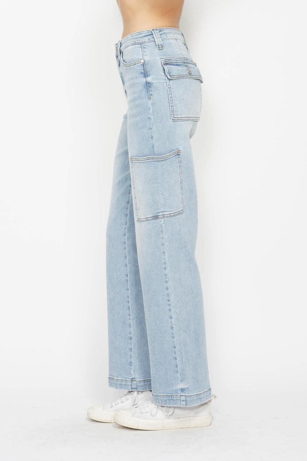 Judy Blue Full Size High Waist Straight Cargo Jeans - Clothes For Her Online Store