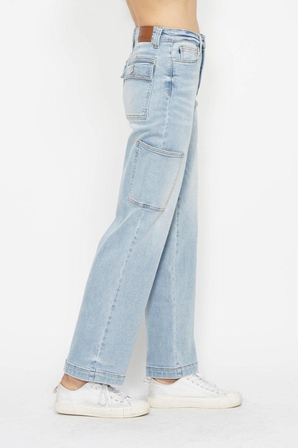 Judy Blue Full Size High Waist Straight Cargo Jeans - Clothes For Her Online Store
