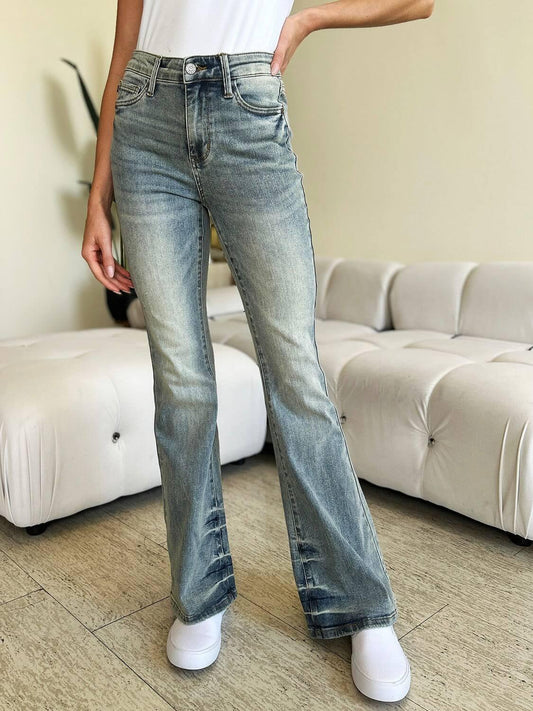 Judy Blue Full Size Mid Rise Flare Jeans - Clothes For Her Online Store