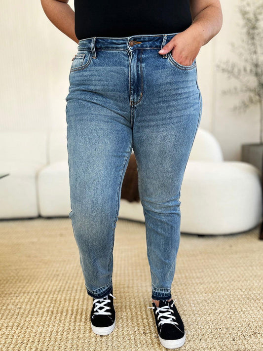 Judy Blue Full Size Mid Rise Rigid Magic Release Hem Jeans - Clothes For Her Online Store