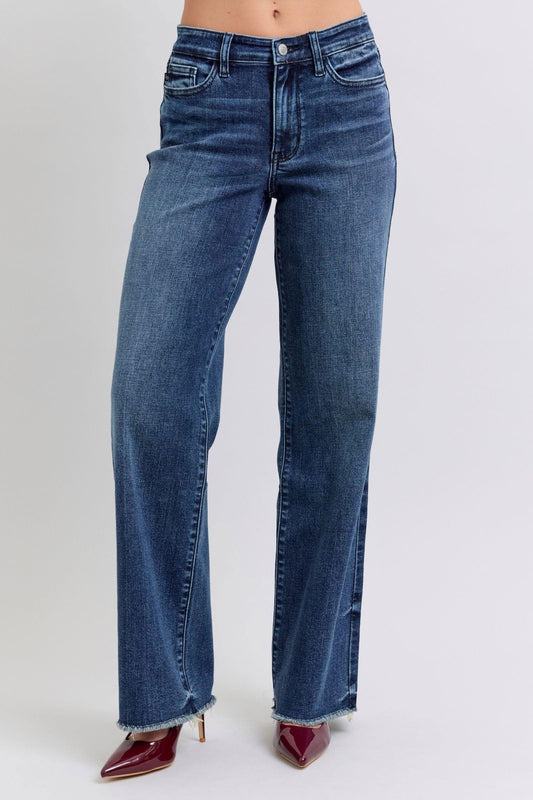 Judy Blue Full Size Raw Hem Mid Rise Jeans - Clothes For Her Online Store