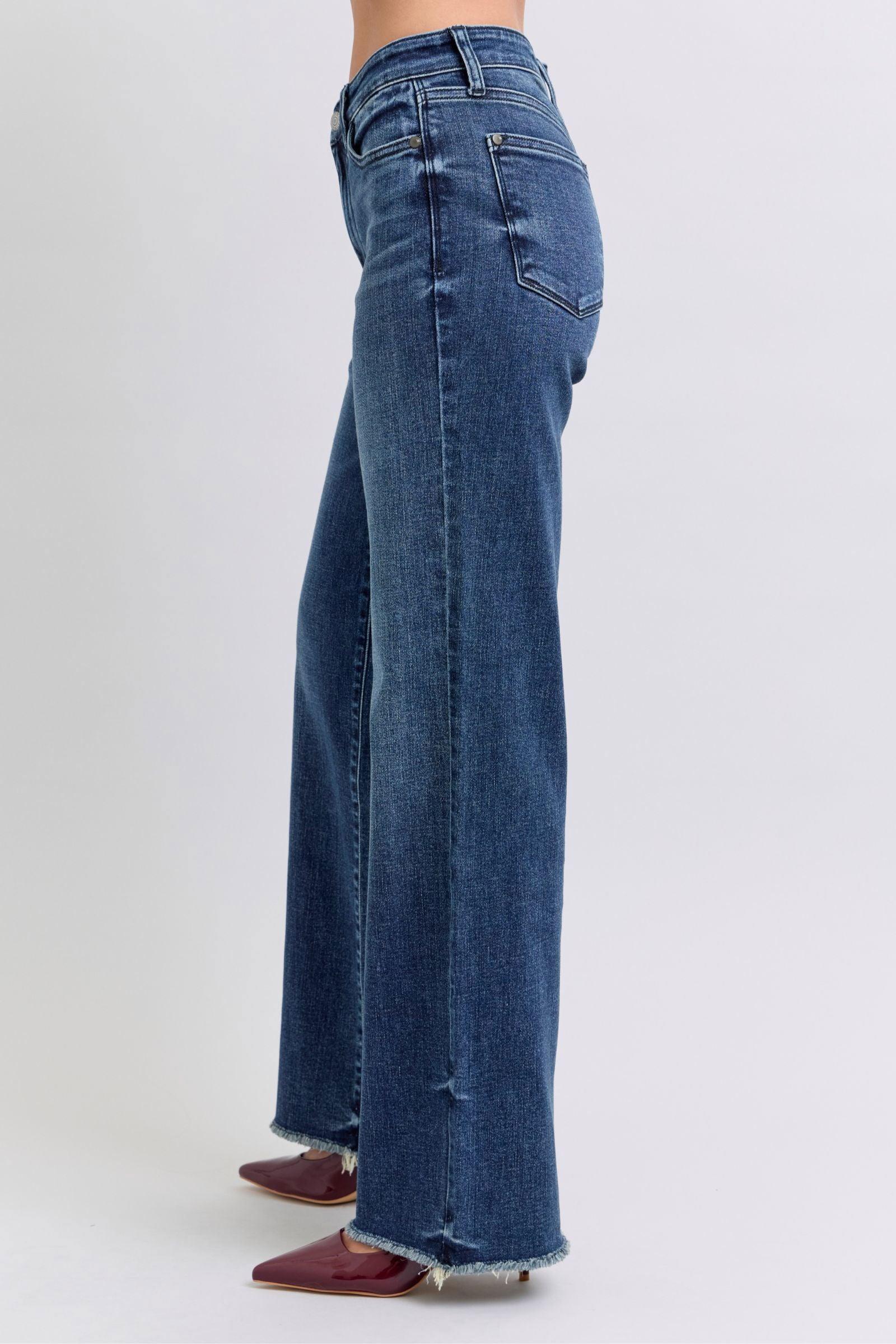 Judy Blue Full Size Raw Hem Mid Rise Jeans - Clothes For Her Online Store
