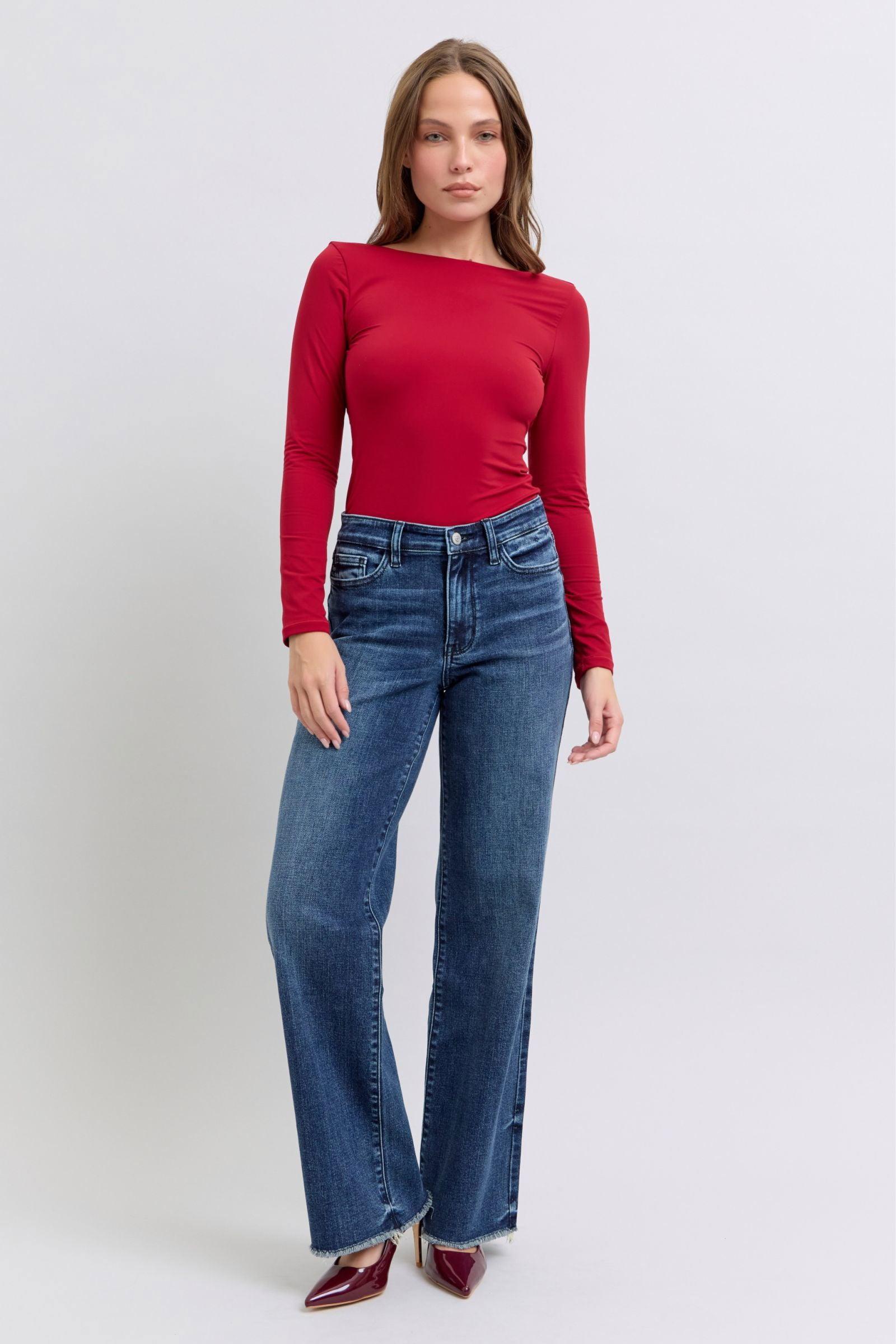 Judy Blue Full Size Raw Hem Mid Rise Jeans - Clothes For Her Online Store