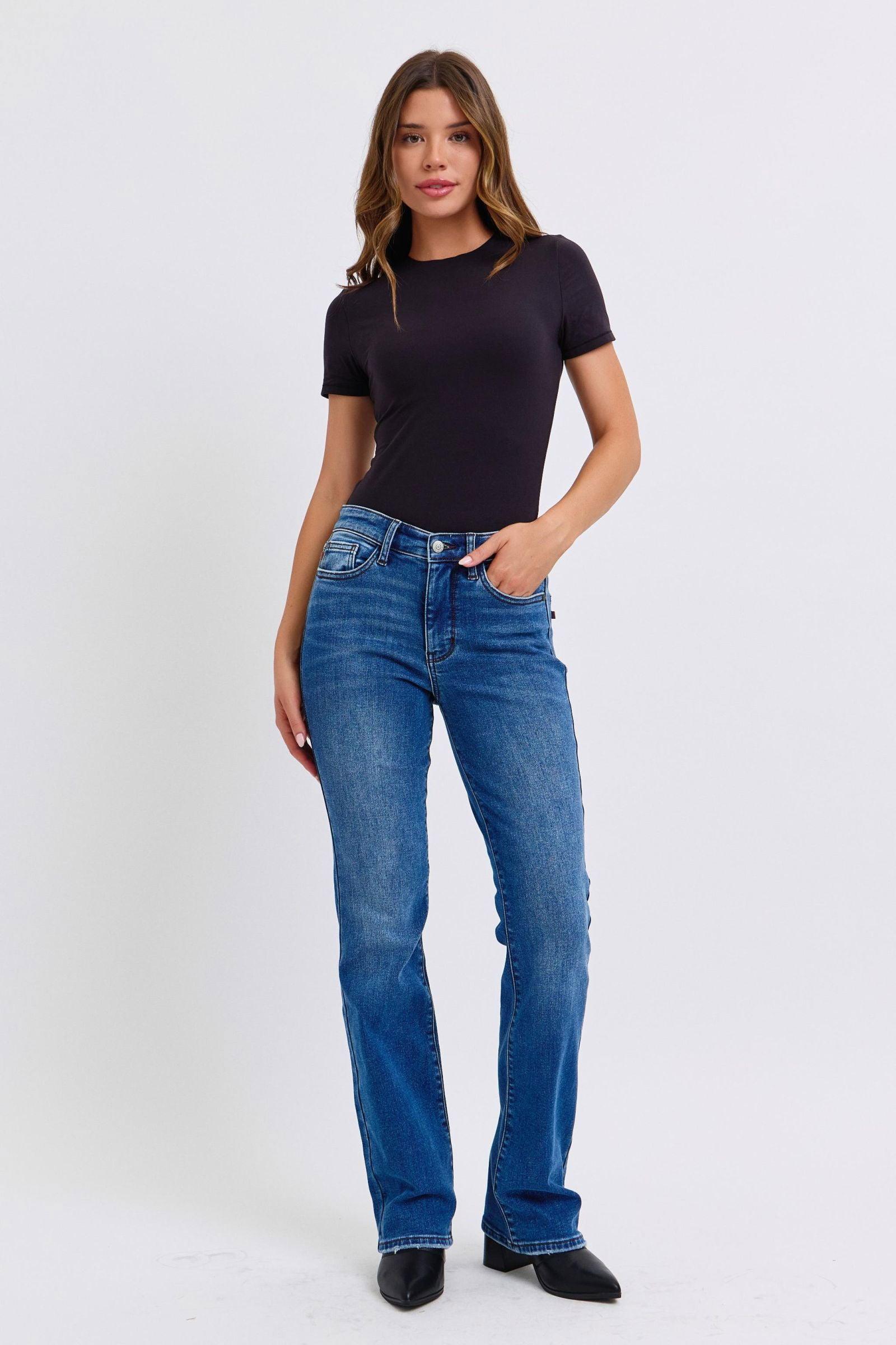 Judy Blue Full Size Run Mid-Rise Bootcut Jeans with Thermal Lining - Clothes For Her Online Store