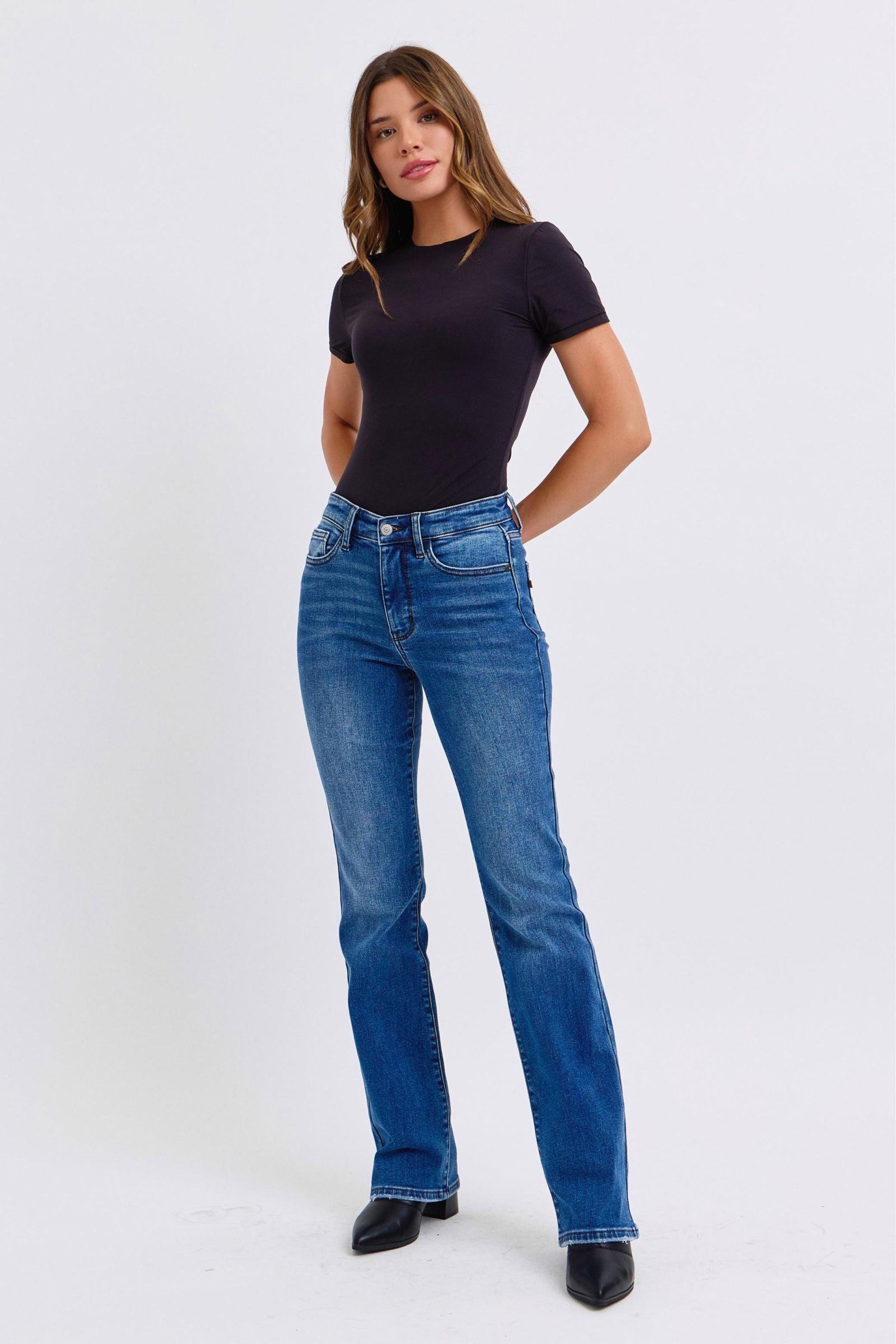 Judy Blue Full Size Run Mid-Rise Bootcut Jeans with Thermal Lining - Clothes For Her Online Store