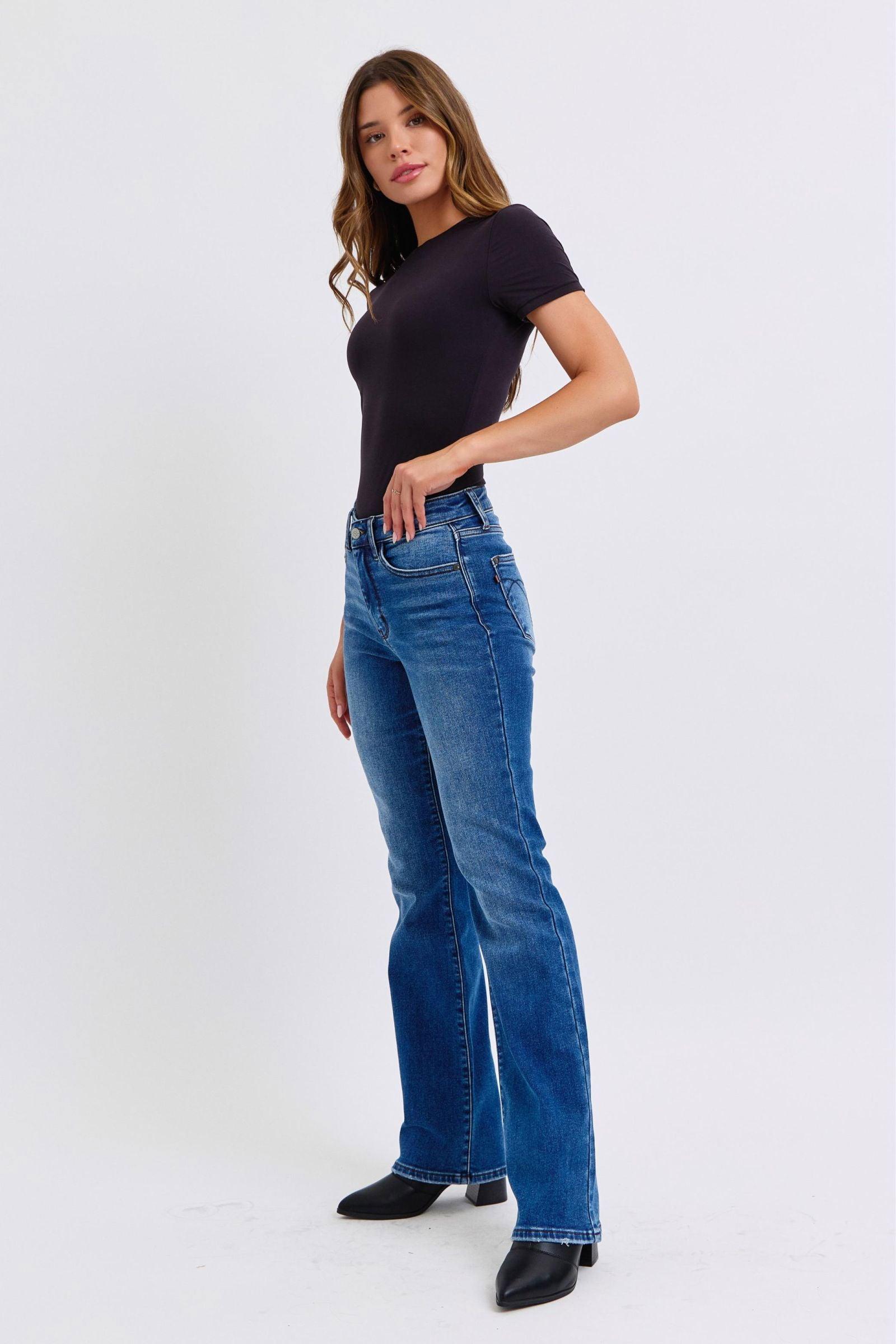 Judy Blue Full Size Run Mid-Rise Bootcut Jeans with Thermal Lining - Clothes For Her Online Store