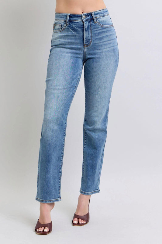 Judy Blue Full Size Run Vintage Wash Thermal Straight Jeans - Clothes For Her Online Store