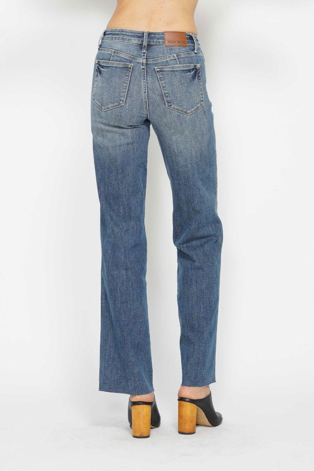 Judy Blue Full Size Tummy Control Straight Jeans - Clothes For Her Online Store