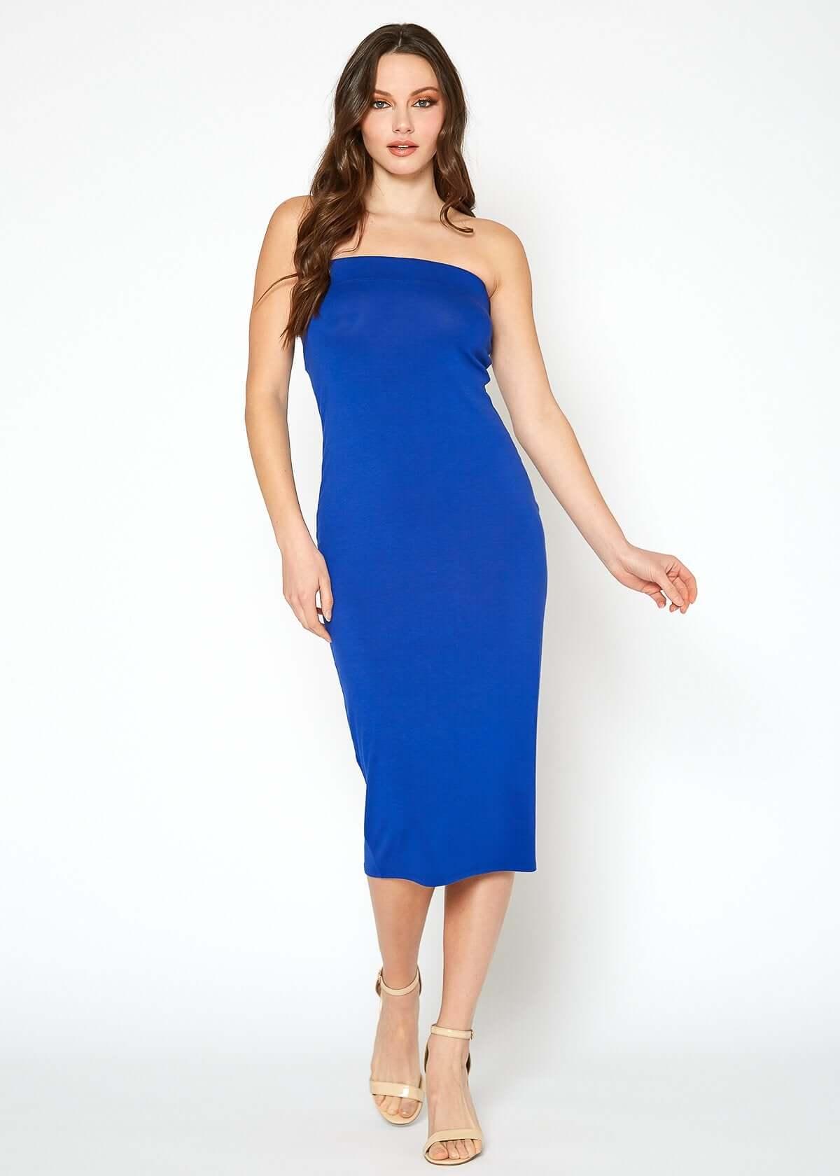 Women's Tube Top Bodycon Midi Dress