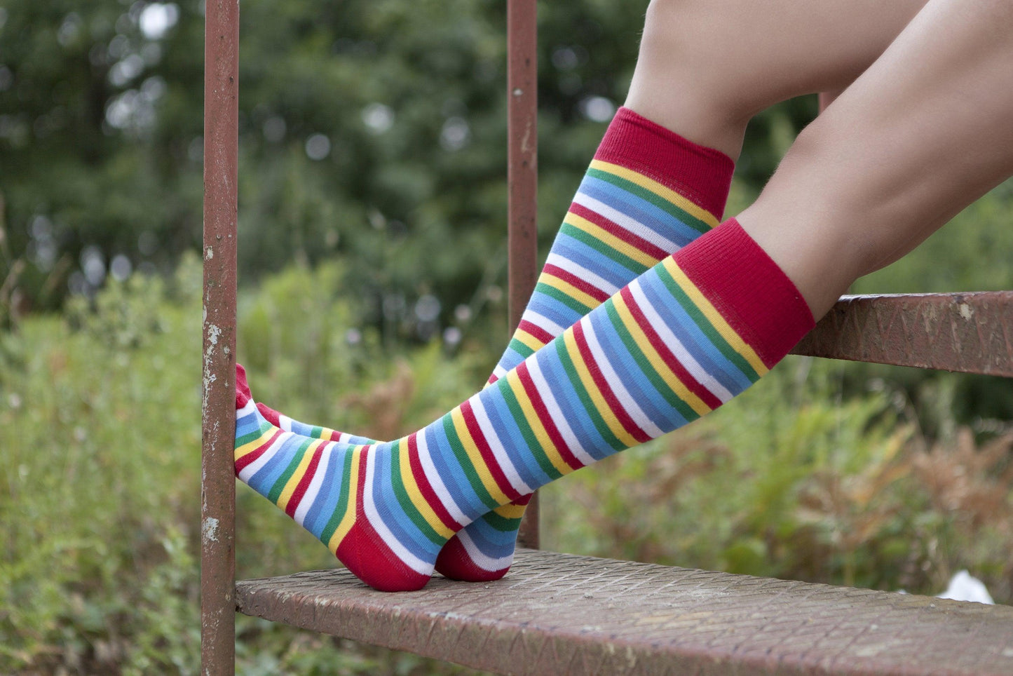 Women's Cherry Stripe Knee High Socks