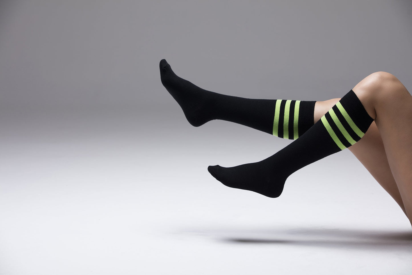 Women's Shiny Dark Stripe Knee High Socks Set