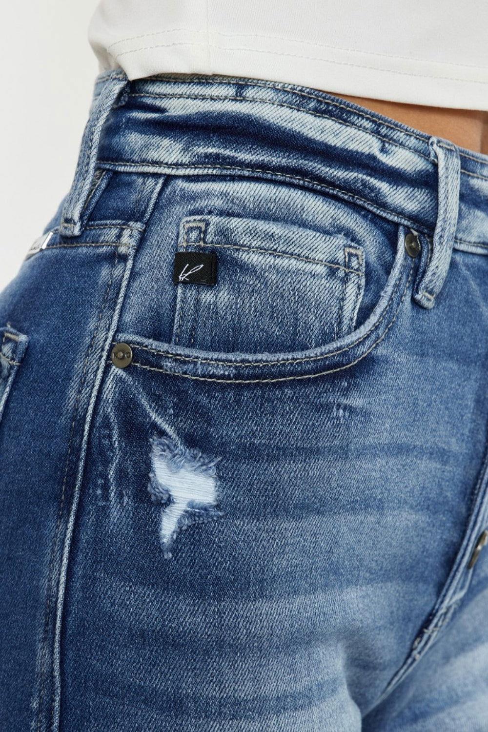 Kancan Button Fly High Rise Raw Hem Denim Shorts - Clothes For Her Online Store