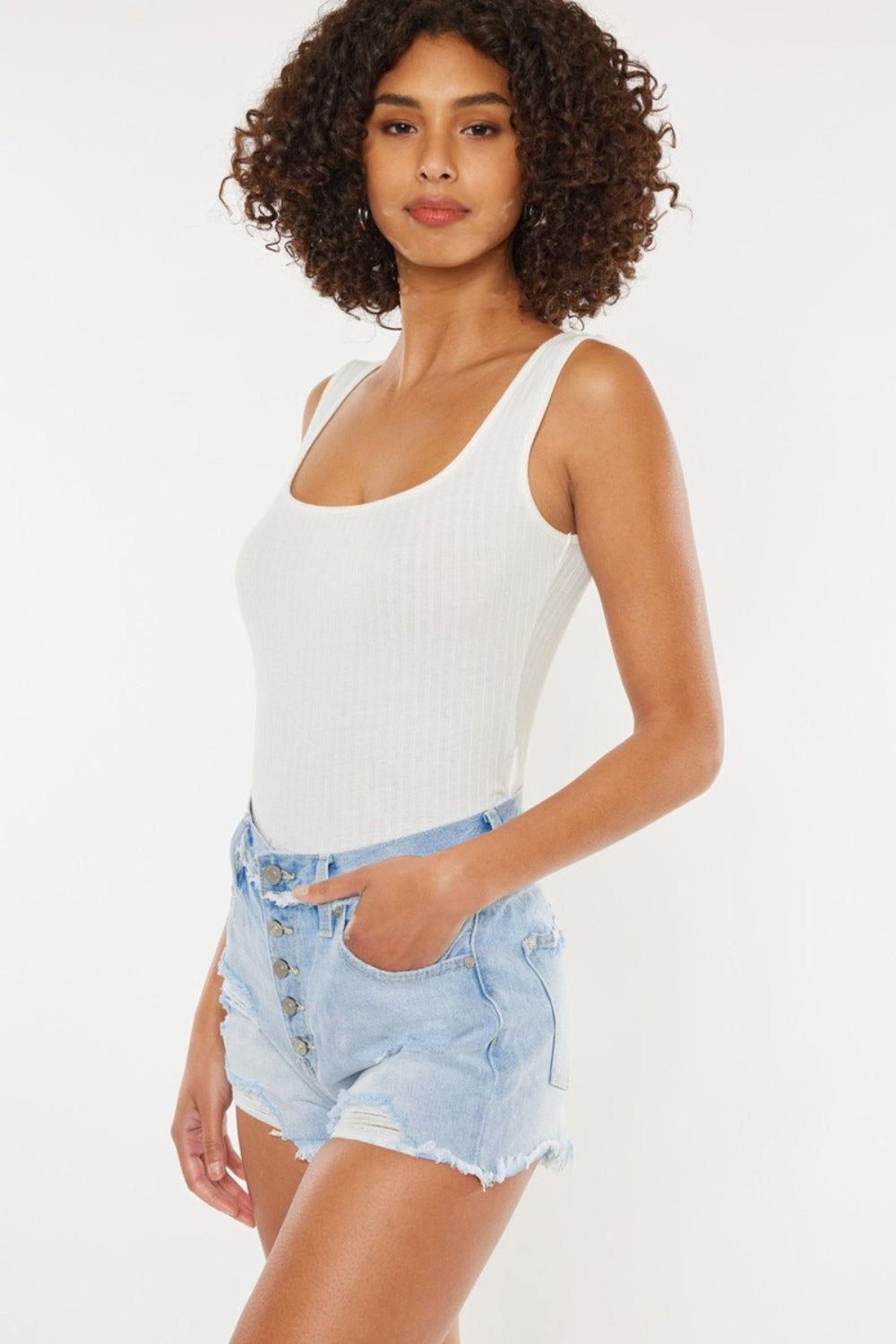 Kancan Distressed Button Fly Denim Shorts - Clothes For Her Online Store