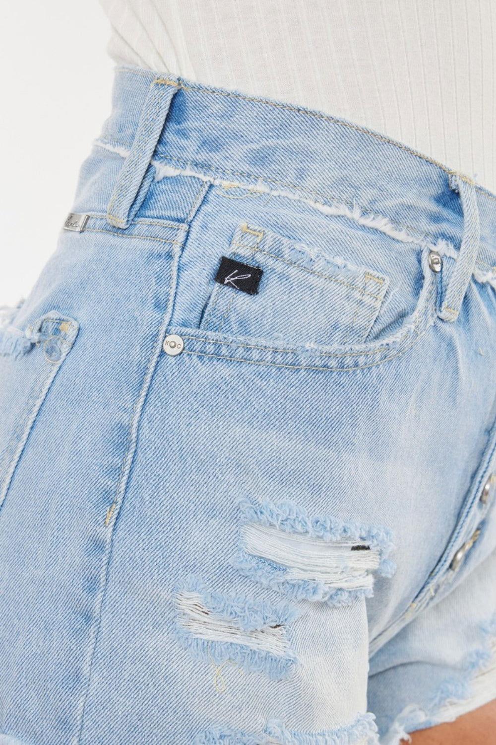 Kancan Distressed Button Fly Denim Shorts - Clothes For Her Online Store