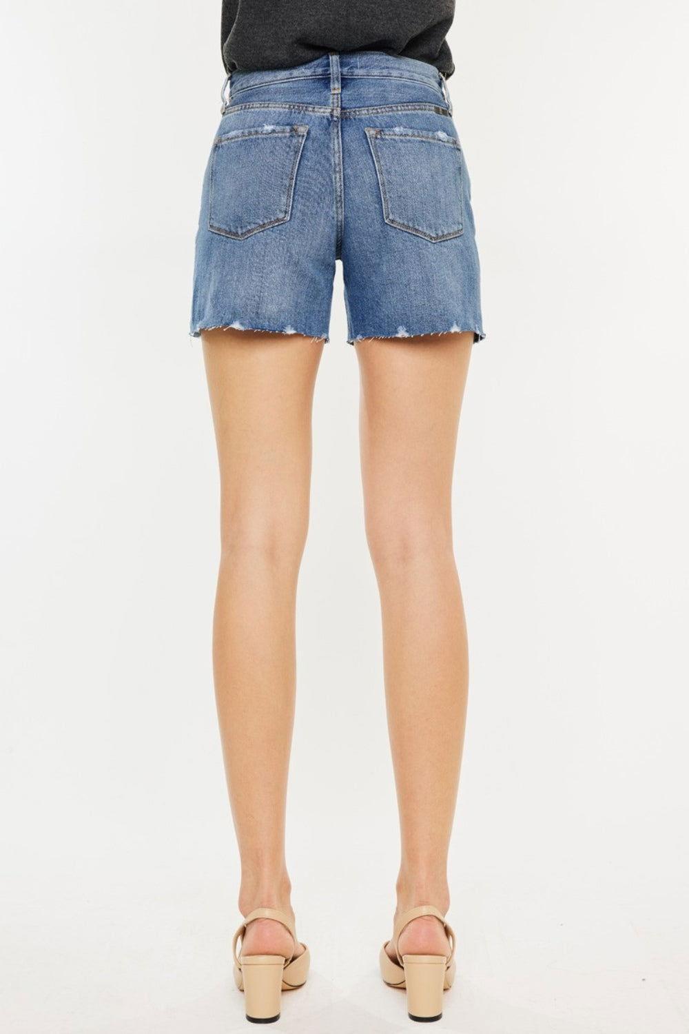Kancan Distressed High Waist Denim Shorts - Clothes For Her Online Store