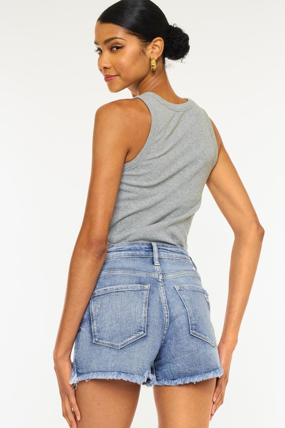 Kancan Distressed Raw Hem Denim Shorts - Clothes For Her Online Store