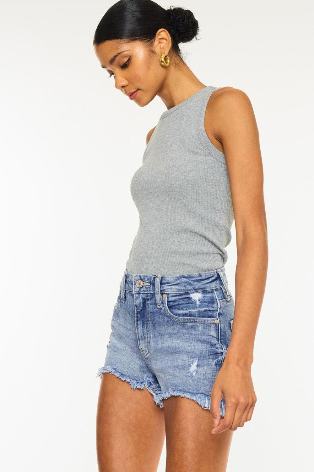 Kancan Distressed Raw Hem Denim Shorts - Clothes For Her Online Store