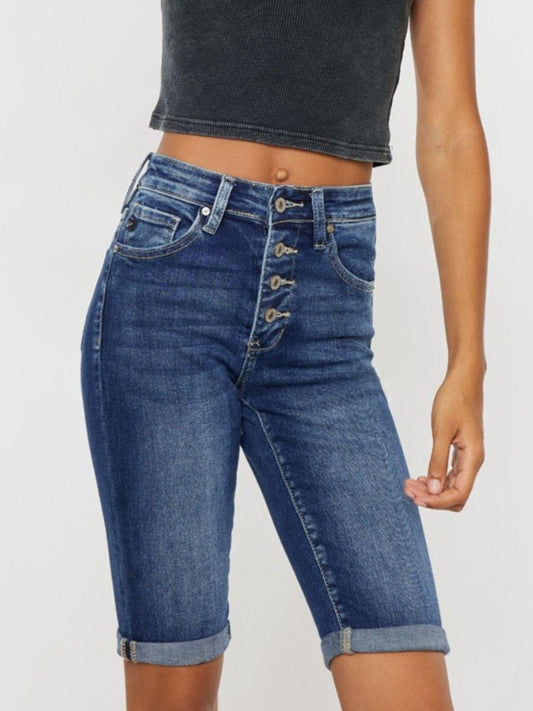Kancan Full Size Cat's Whiskers Button Fly Denim Shorts - Clothes For Her Online Store