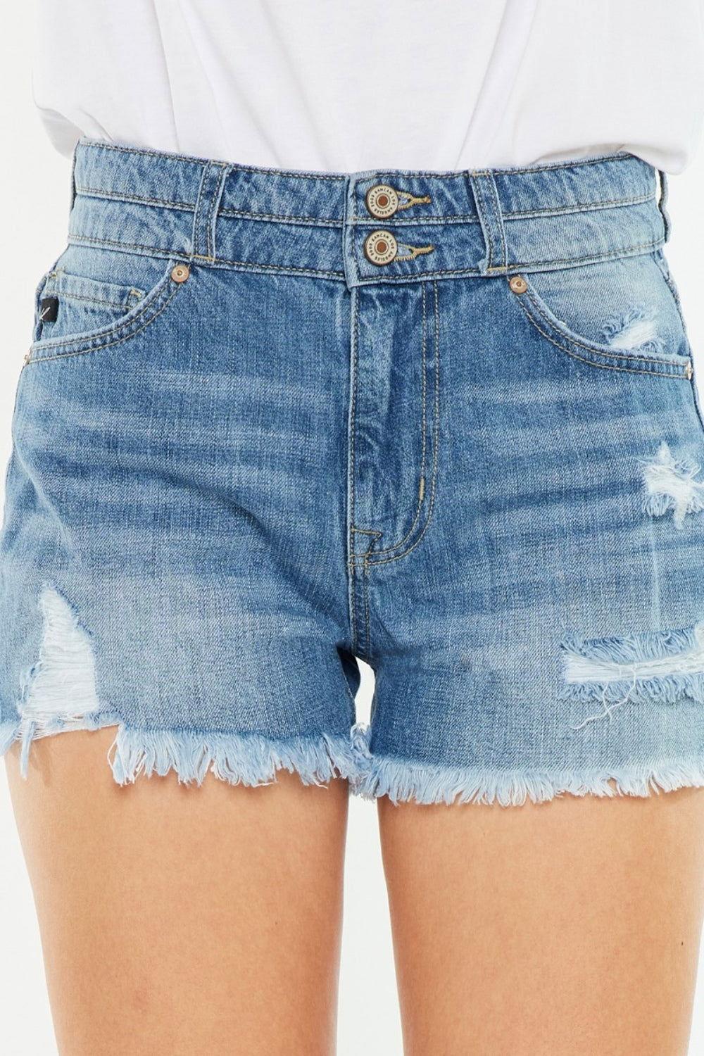 Kancan Full Size High Rise Raw Hem Denim Shorts - Clothes For Her Online Store