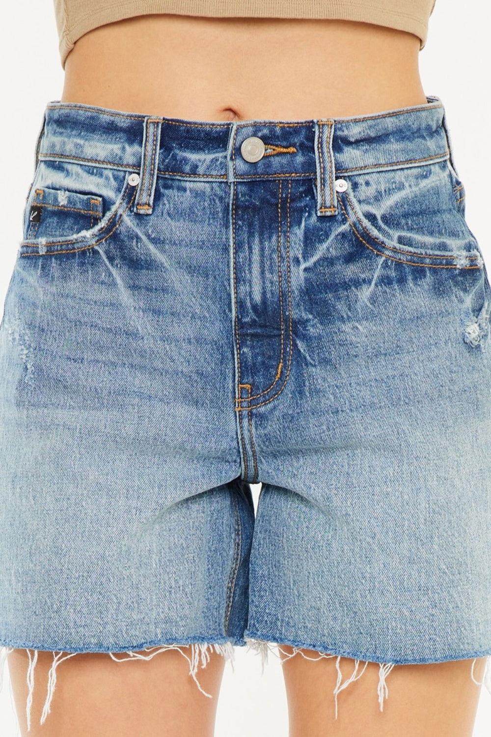 Kancan Full Size Raw Hem High Waist Denim Shorts - Clothes For Her Online Store