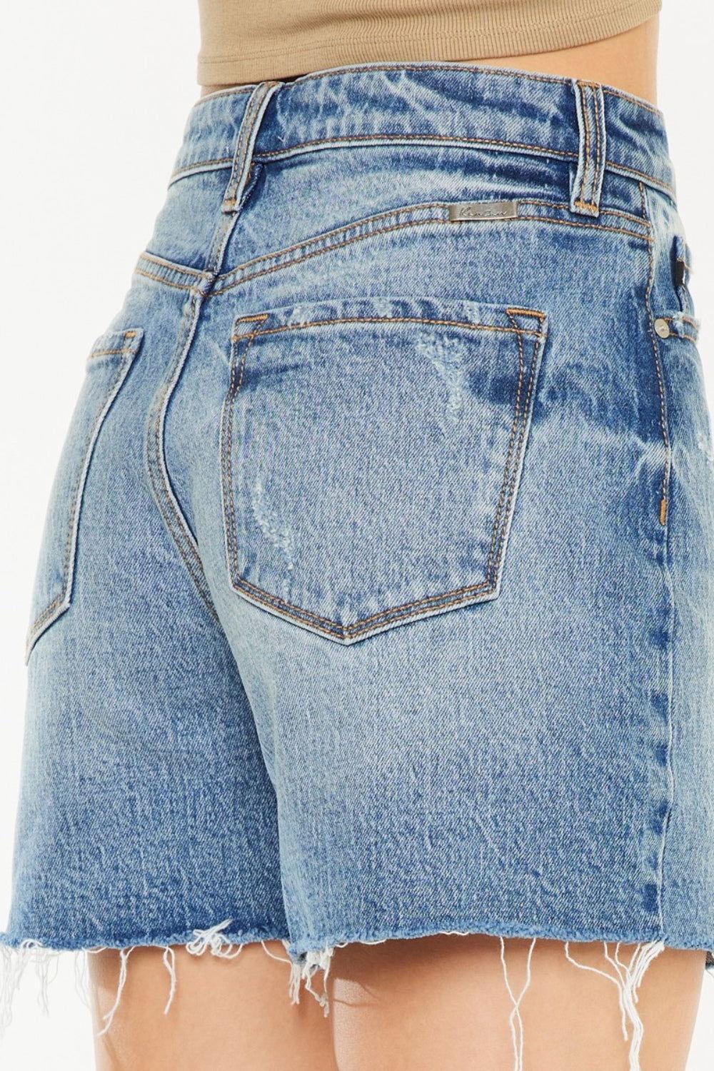 Kancan Full Size Raw Hem High Waist Denim Shorts - Clothes For Her Online Store