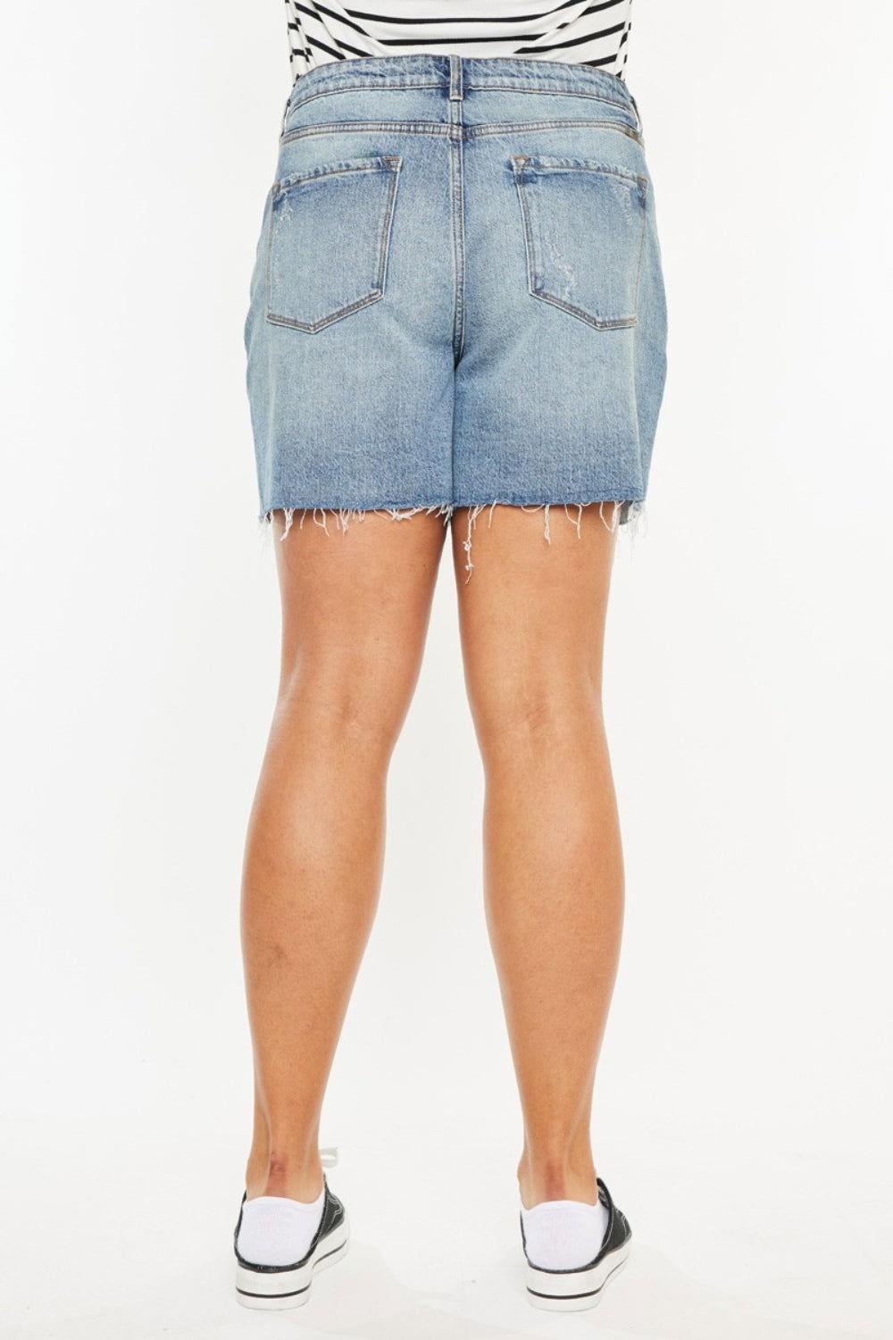 Kancan Full Size Raw Hem High Waist Denim Shorts - Clothes For Her Online Store