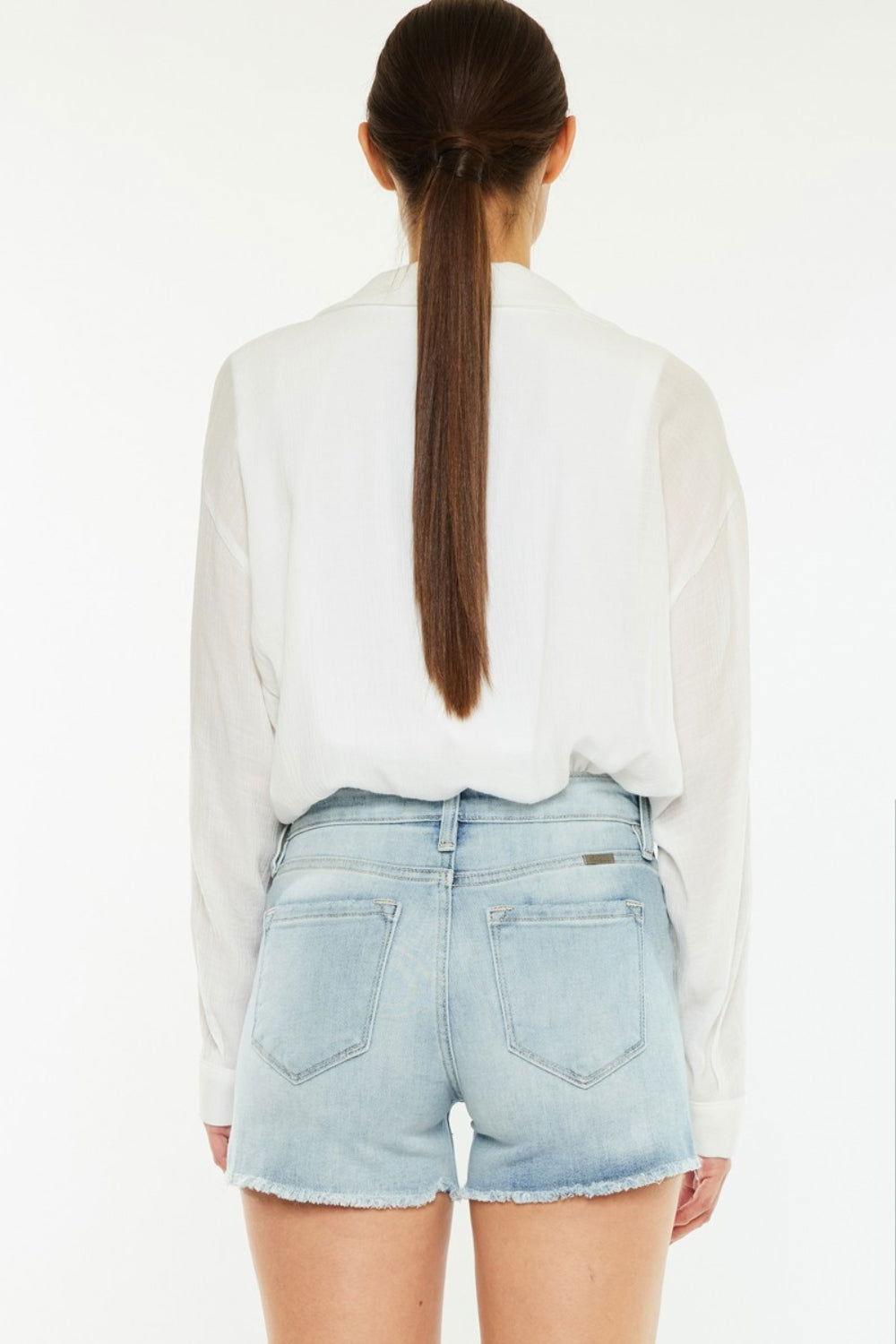 Kancan High Rise Side Slit Denim Shorts - Clothes For Her Online Store