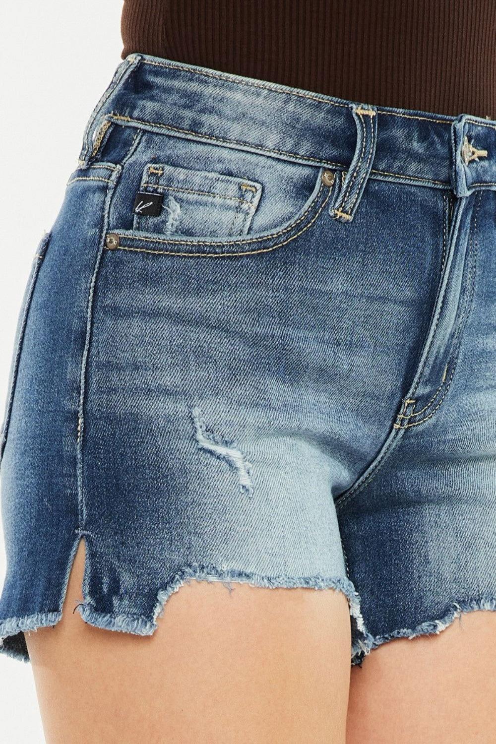 Kancan High Waist Raw Hem Denim Shorts - Clothes For Her Online Store