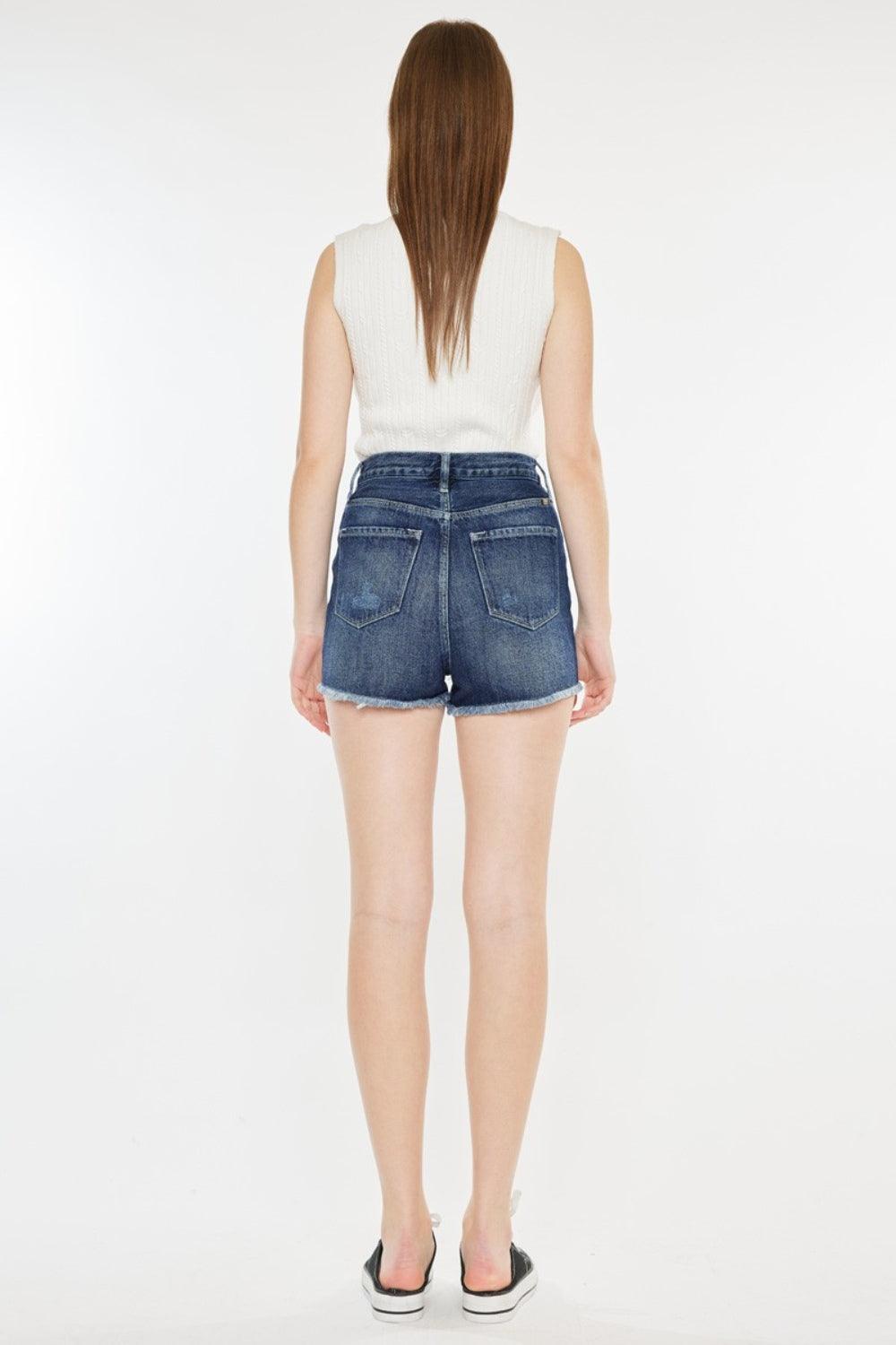 Kancan Raw Hem Button Fly Denim Shorts - Clothes For Her Online Store