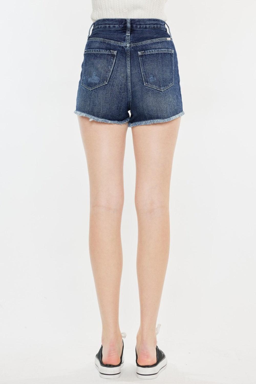 Kancan Raw Hem Button Fly Denim Shorts - Clothes For Her Online Store