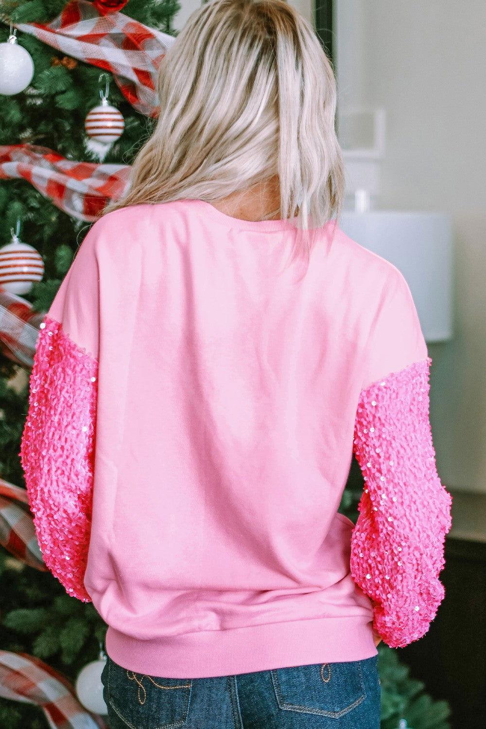LOVE Sequin Dropped Shoulder Sweatshirt - Clothes For Her Online Store