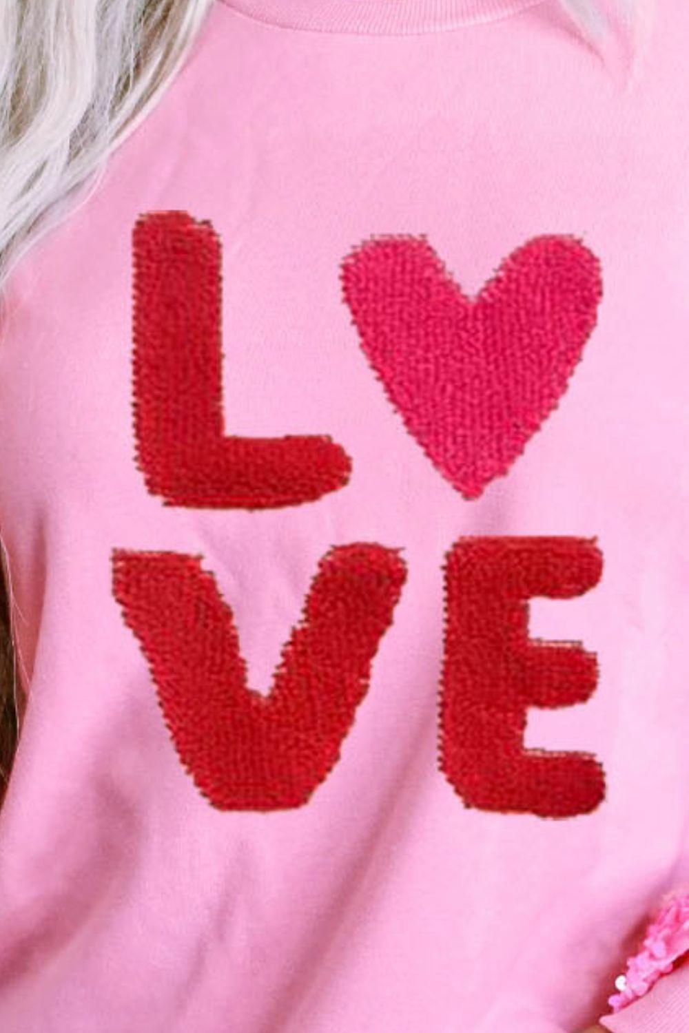 LOVE Sequin Dropped Shoulder Sweatshirt - Clothes For Her Online Store