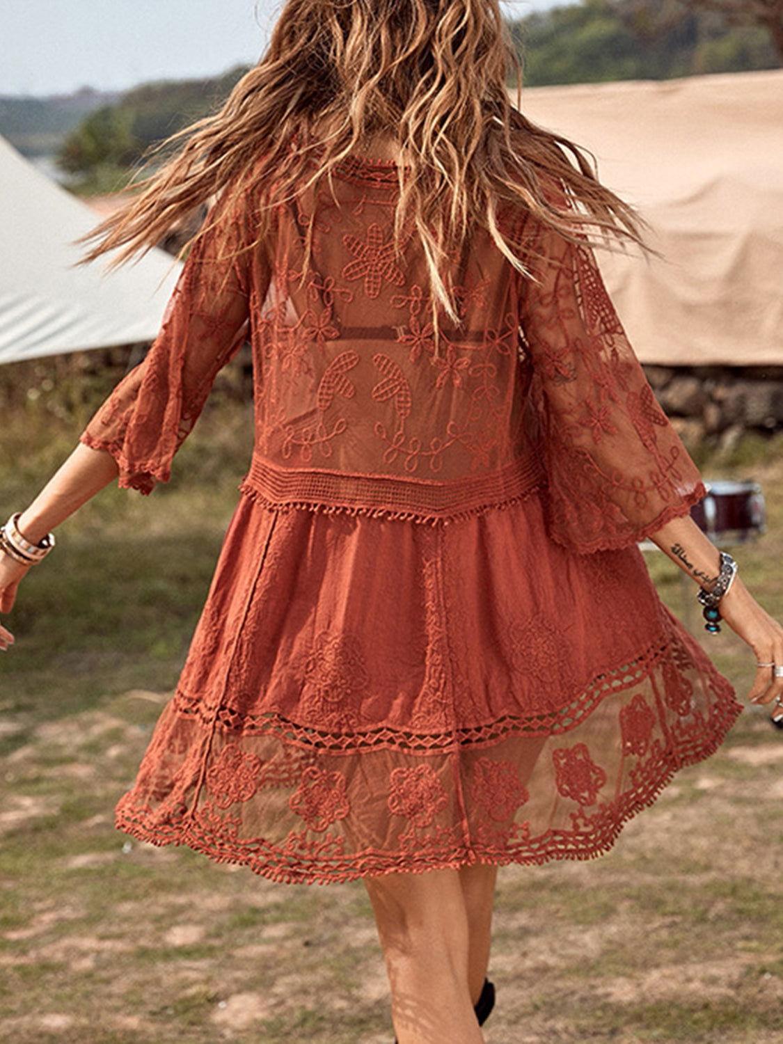 Lace Detail Plunge Cover-Up Dress - Clothes For Her Online Store
