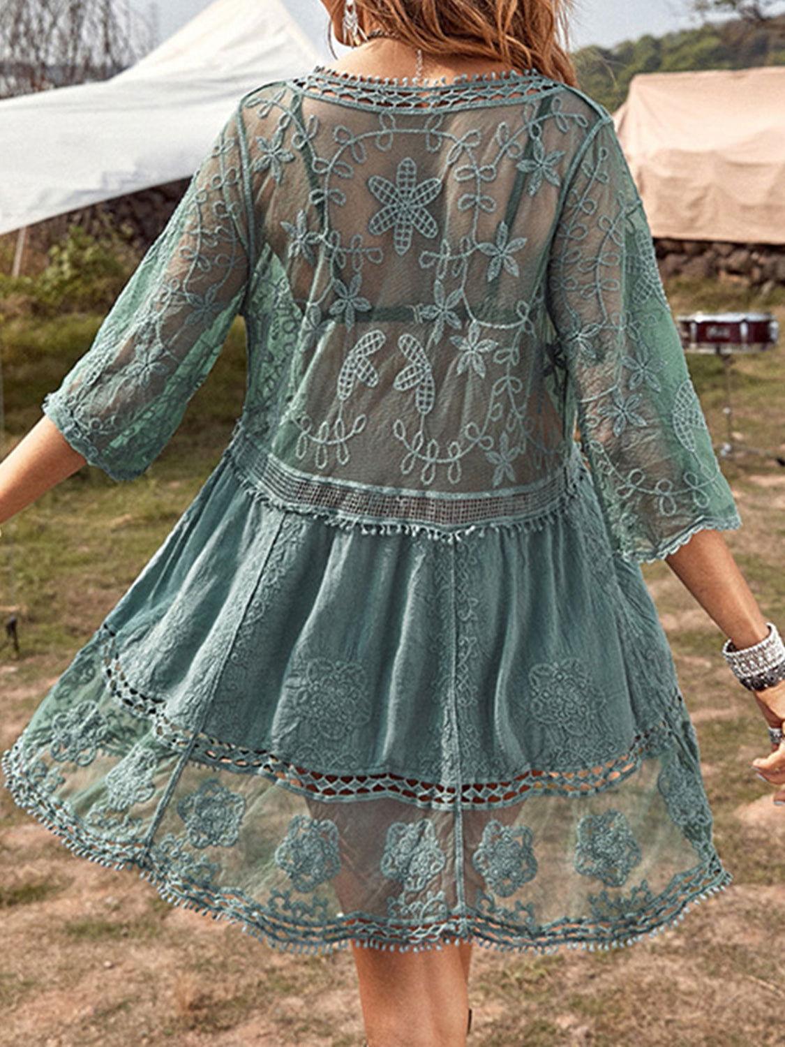 Lace Detail Plunge Cover-Up Dress - Clothes For Her Online Store