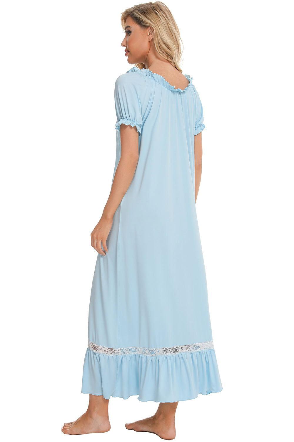 Lace Detail Short Sleeve Lounge Dress - Clothes For Her Online Store