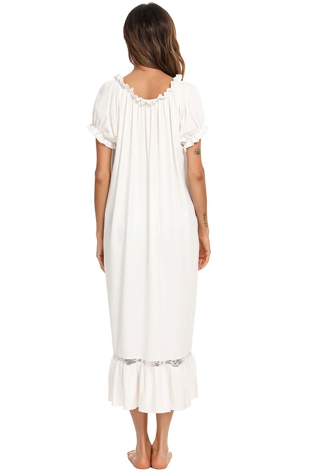 Lace Detail Short Sleeve Lounge Dress - Clothes For Her Online Store