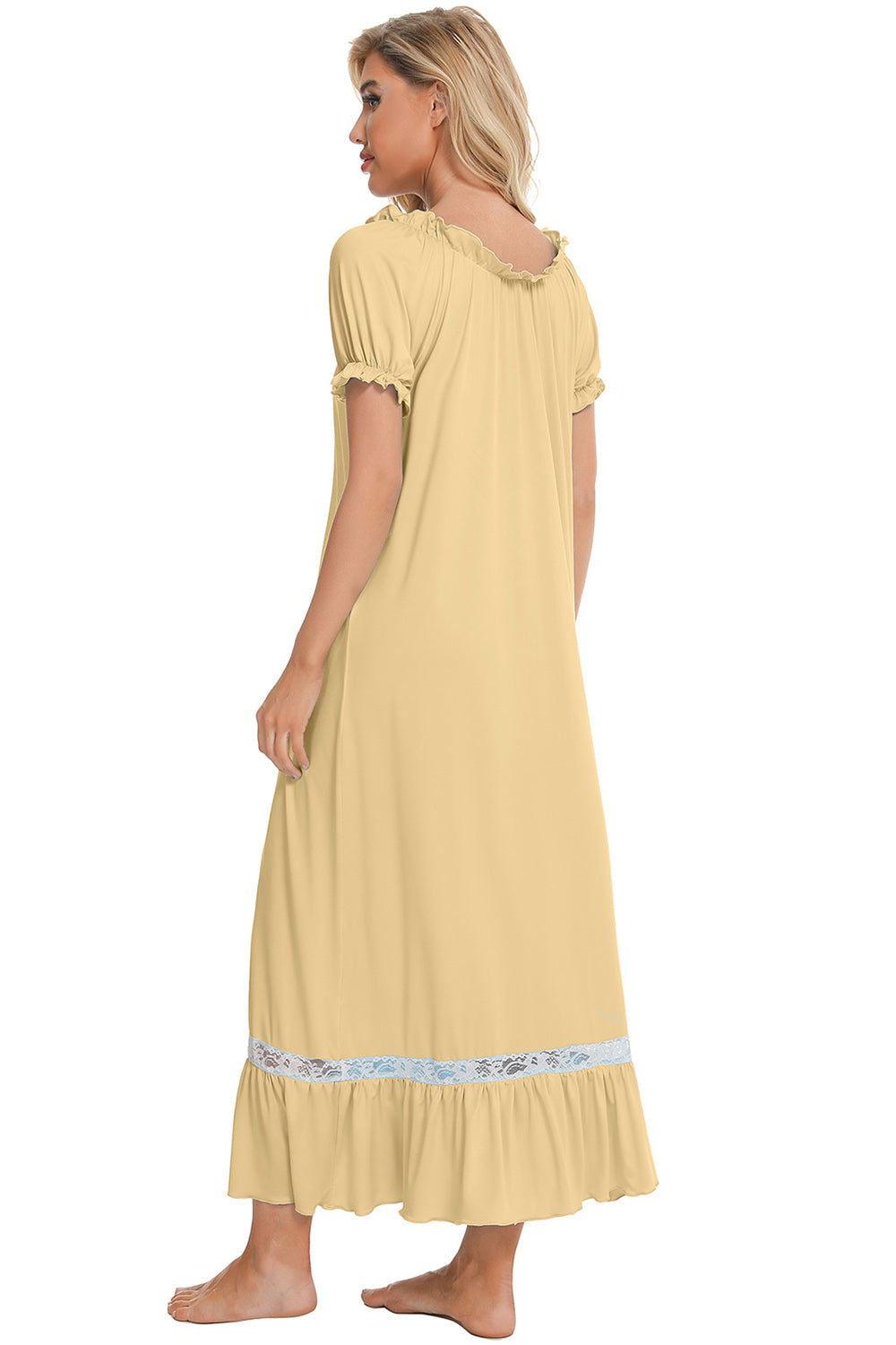 Lace Detail Short Sleeve Lounge Dress - Clothes For Her Online Store
