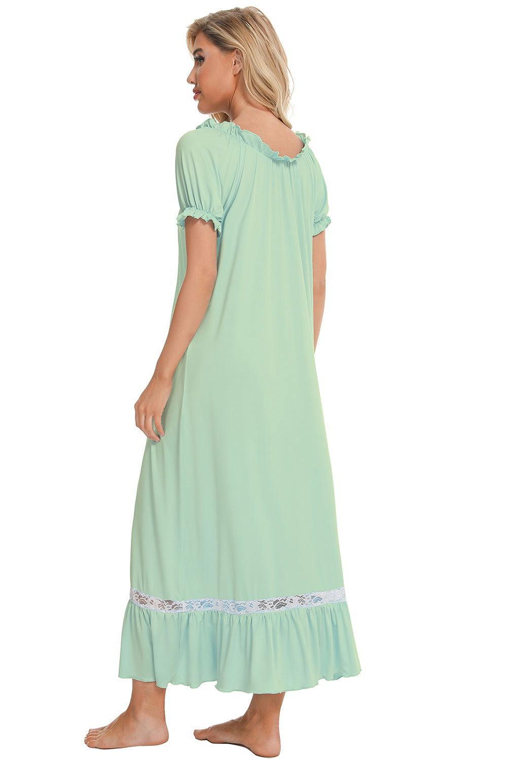 Lace Detail Short Sleeve Lounge Dress - Clothes For Her Online Store
