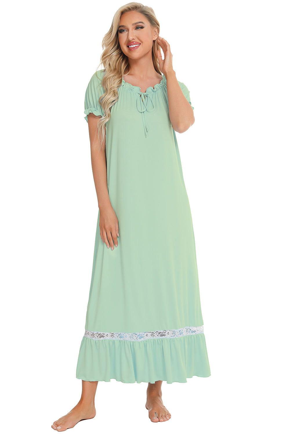 Lace Detail Short Sleeve Lounge Dress - Clothes For Her Online Store
