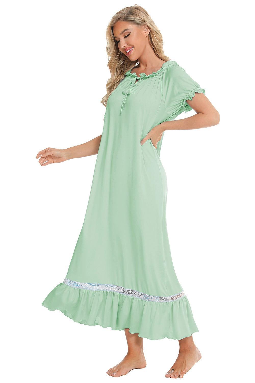 Lace Detail Short Sleeve Lounge Dress - Clothes For Her Online Store