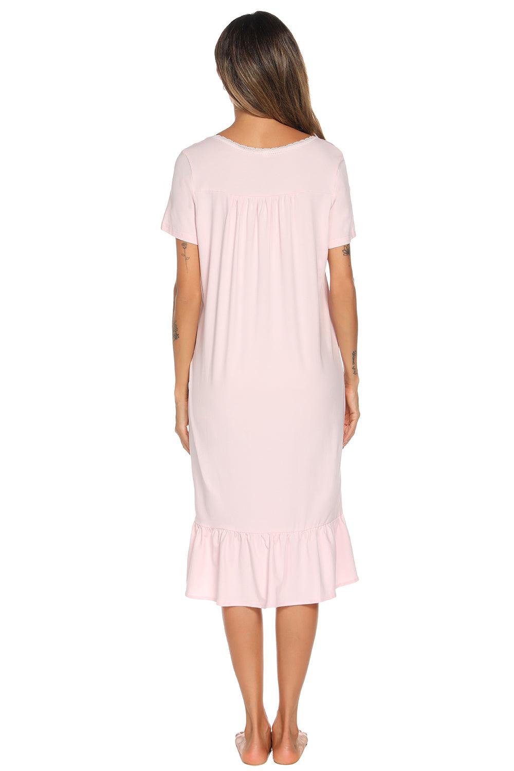 Lace Detail Square Neck Lounge Dress - Clothes For Her Online Store