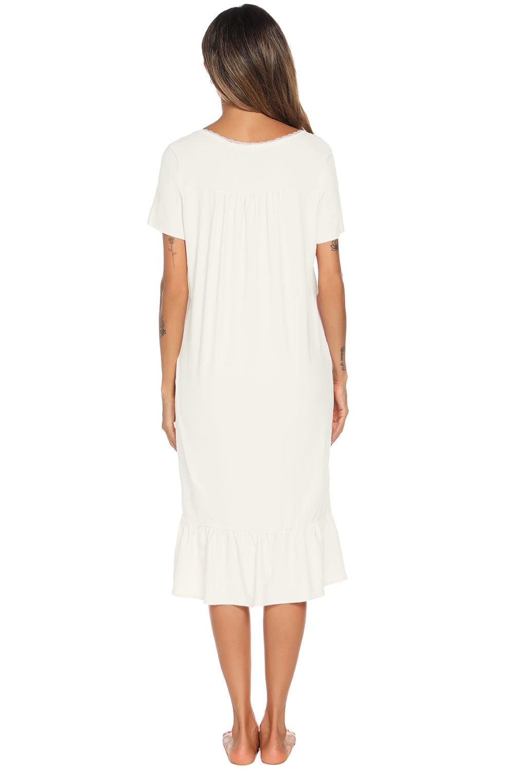 Lace Detail Square Neck Lounge Dress - Clothes For Her Online Store