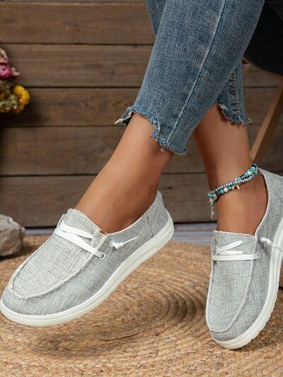 Lace Up Round Toe Slip-Ons - Clothes For Her Online Store