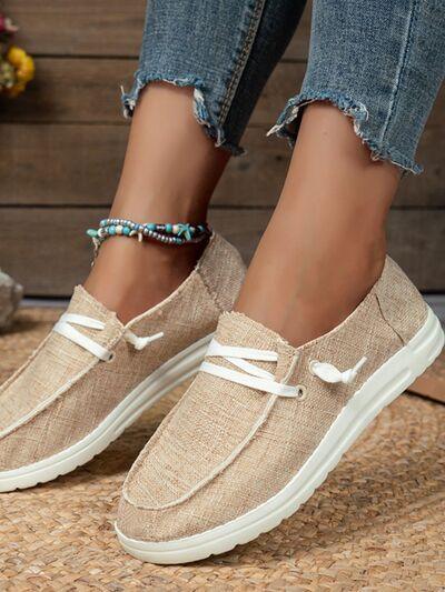 Lace Up Round Toe Slip-Ons - Clothes For Her Online Store
