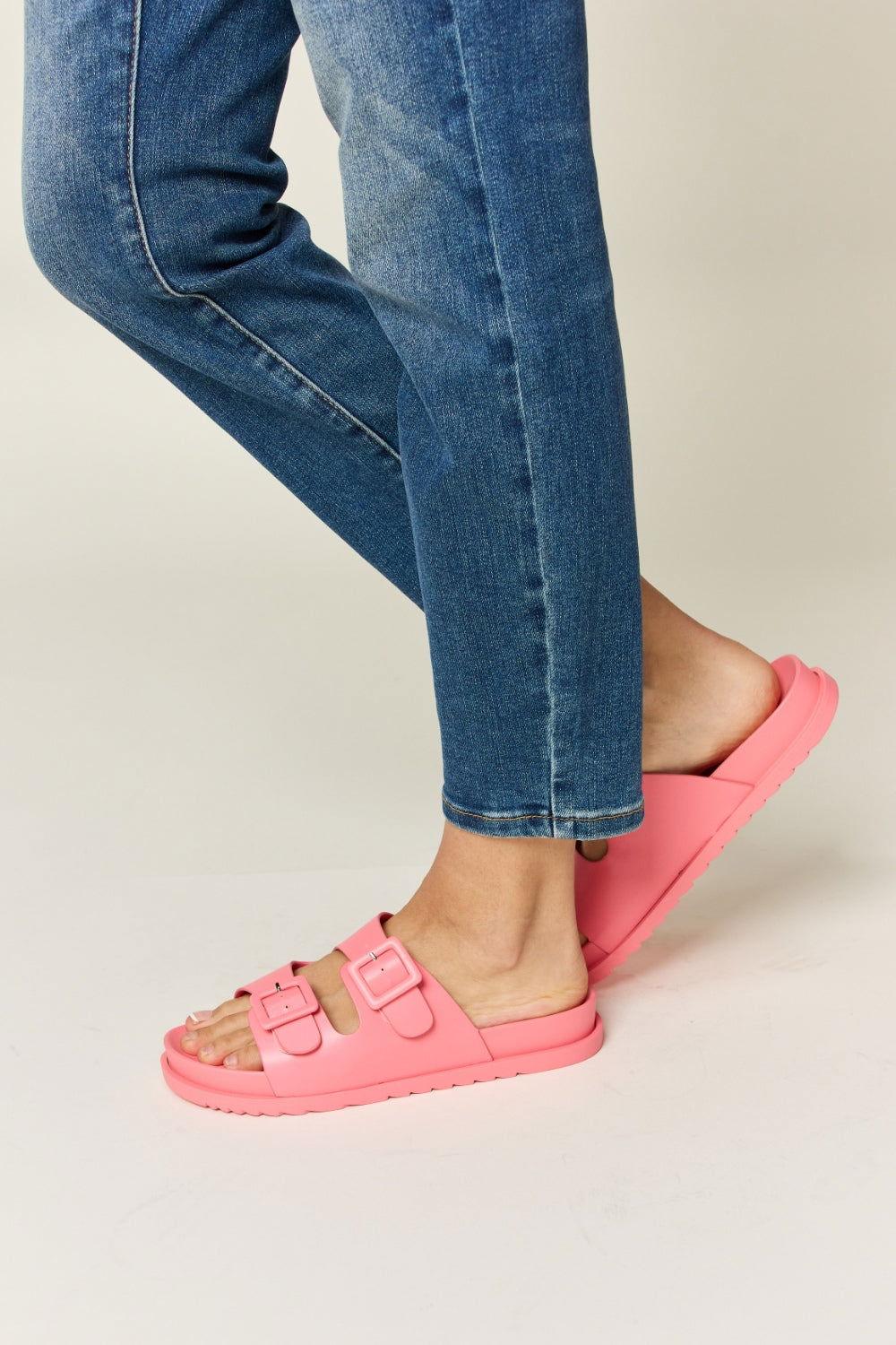 Legend Double Buckle Open Toe Sandals - Clothes For Her Online Store