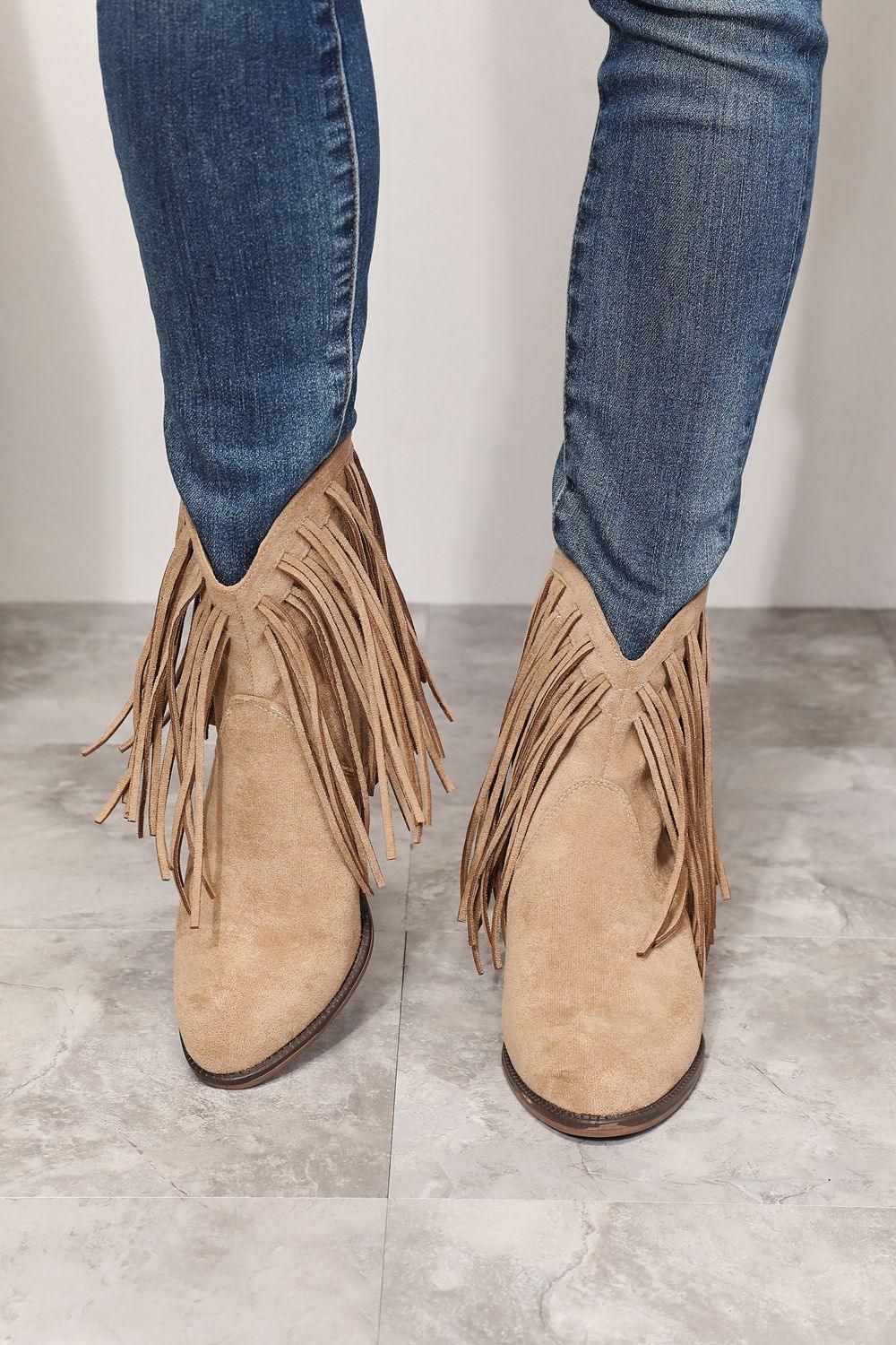 Legend Women's Fringe Cowboy Western Ankle Boots - Clothes For Her Online Store